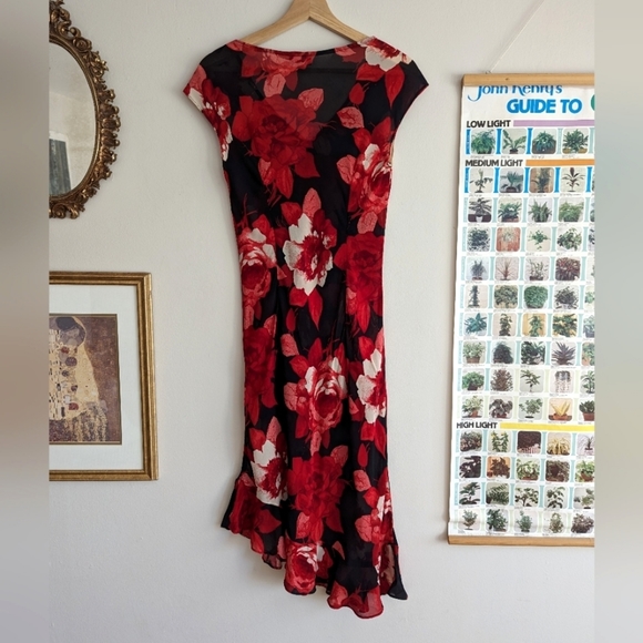 Vintage Mesh Floral Asymmetrical Midi Dress - Picture 2 of 6